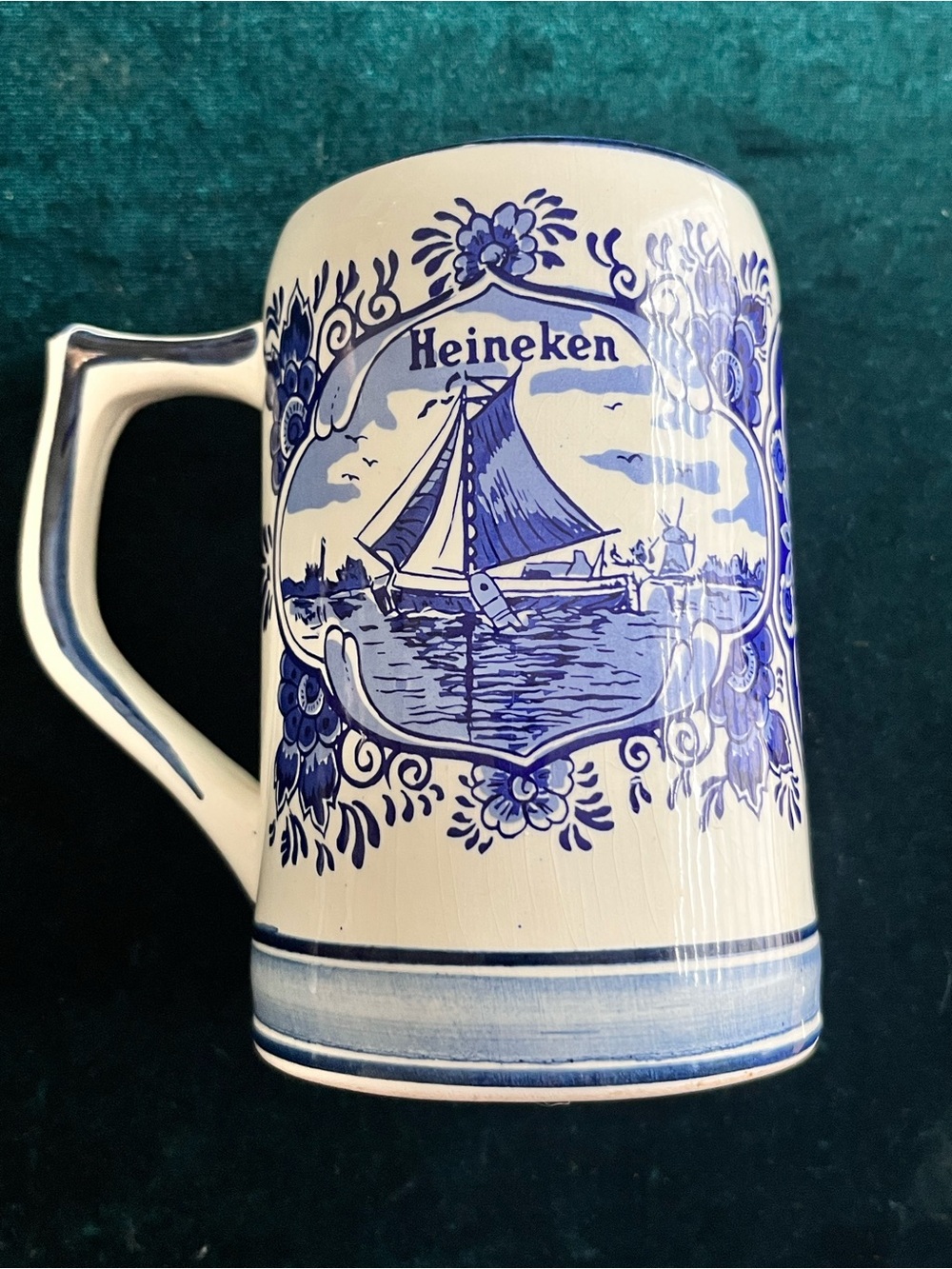 Vintage Heineken Delft Blue Beer Stein